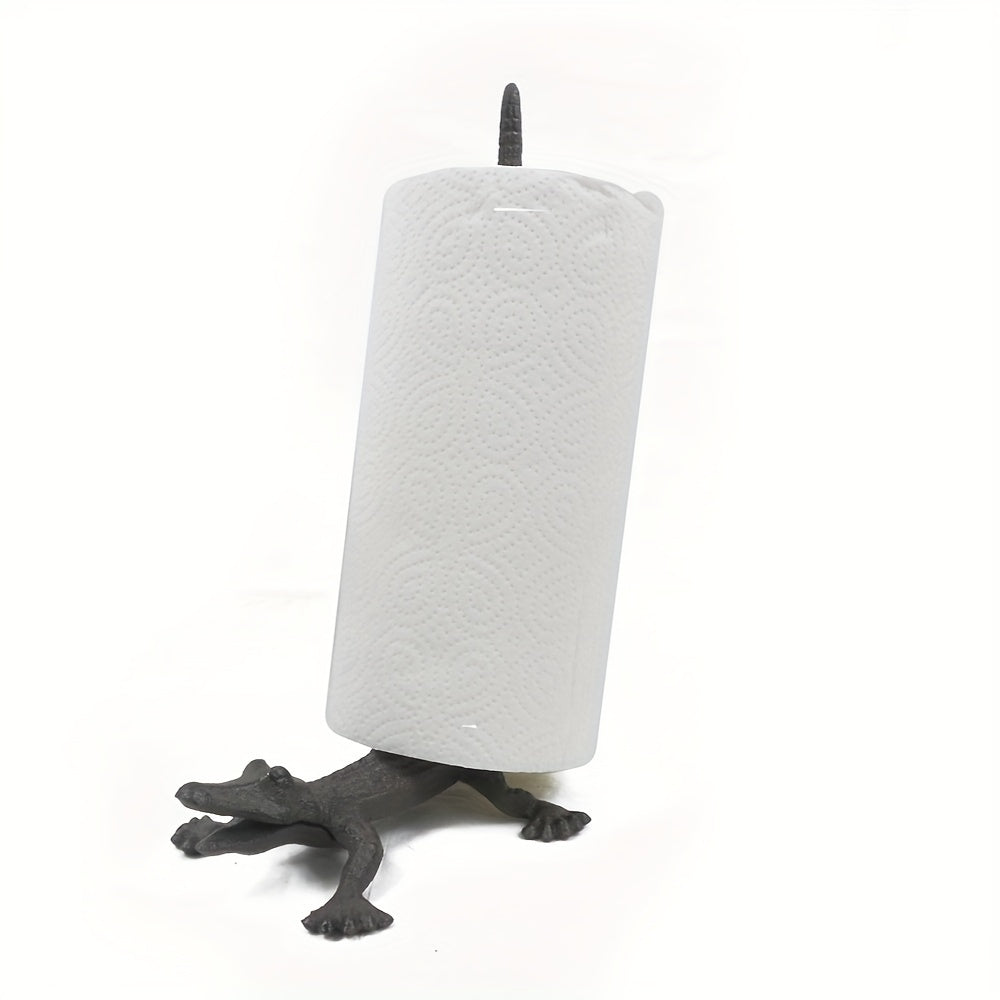 [Crocodile Tissue Holder] 1pc Cast Iron Crocodile Ornament - Tissue Holder, Hemp Rope Rack
