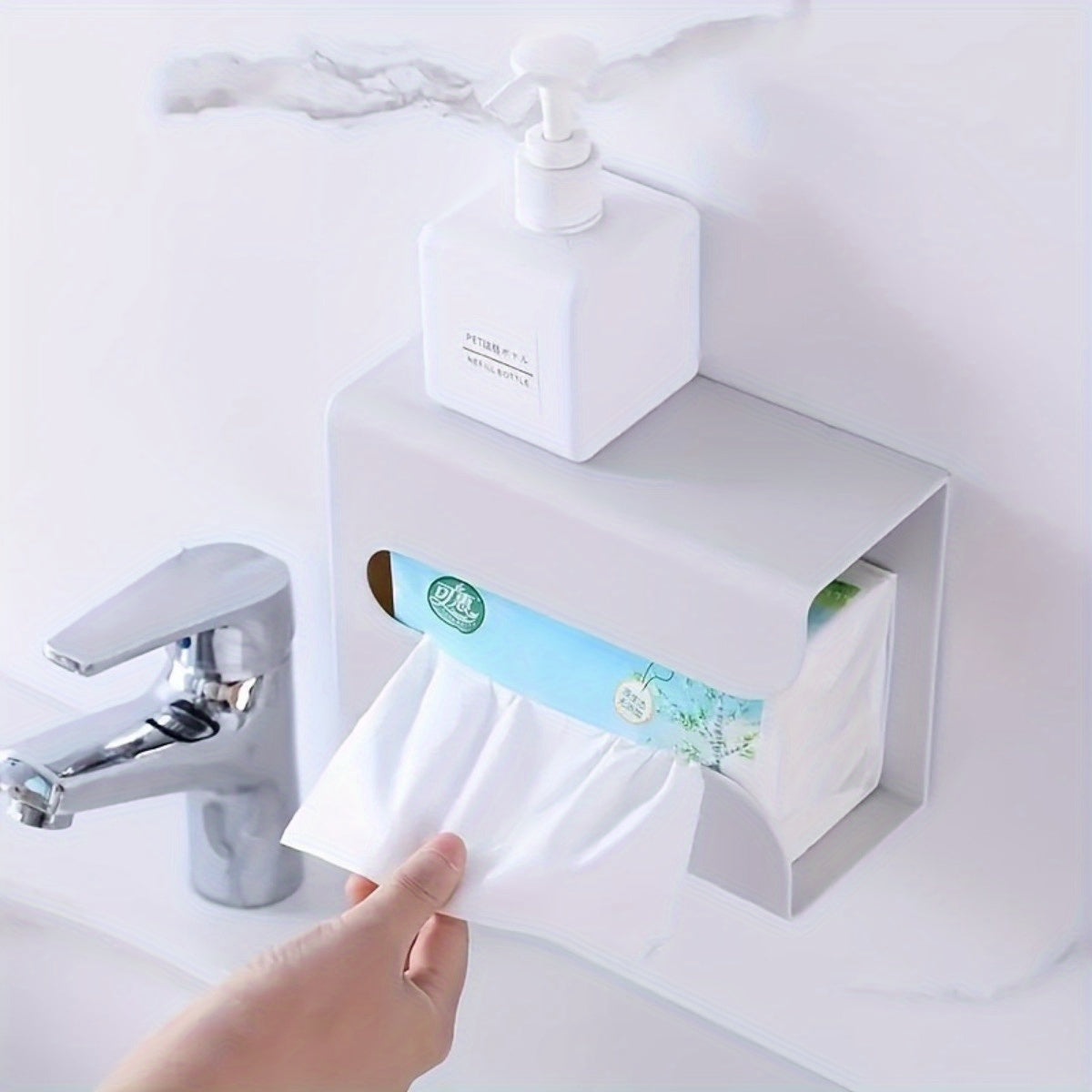 1-Pack Durable Plastic Square Tissue Box Holder - Space-Saving Organizer with Multiple Compartments for Kitchen, Bathroom, Bedroom, Office - White, Bathroom Organizers And Storage, Versatile Storage Solution, Minimalist Design, Sturdy Construction,