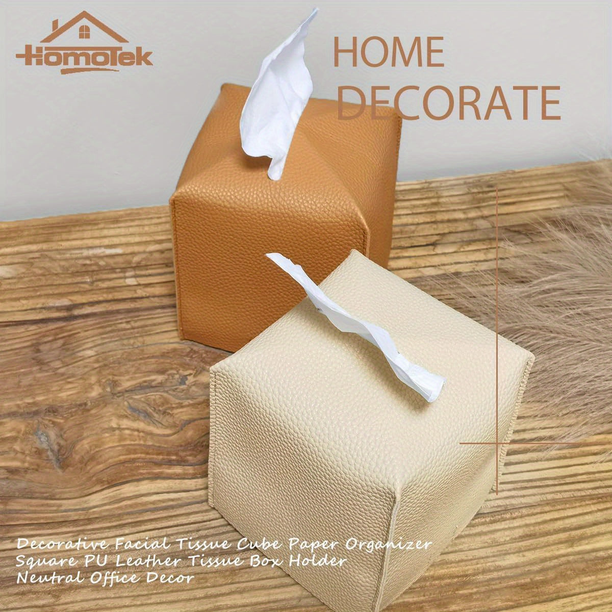 2-Pack Tissue Box Cover with Dispenser - Beige Pebble Grain, Elegant Bathroom, Living Room, Office, Car Organizer - Compatible with Standard Tissues, Space-Saving Cube Design, Home Decor Accessory, Modern Home Decor, Highquality Finish, Decorative Holder,