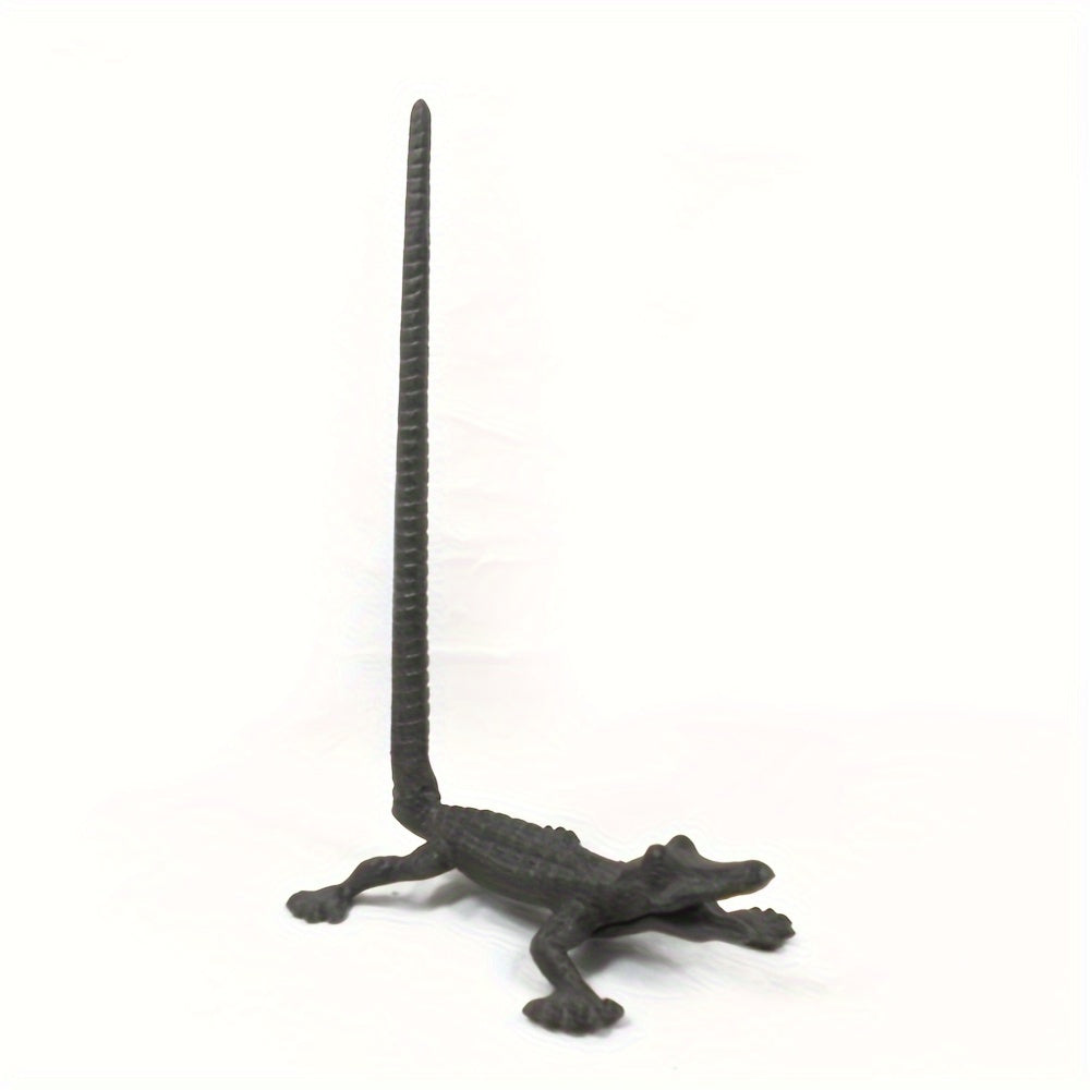 [Crocodile Tissue Holder] 1pc Cast Iron Crocodile Ornament - Tissue Holder, Hemp Rope Rack