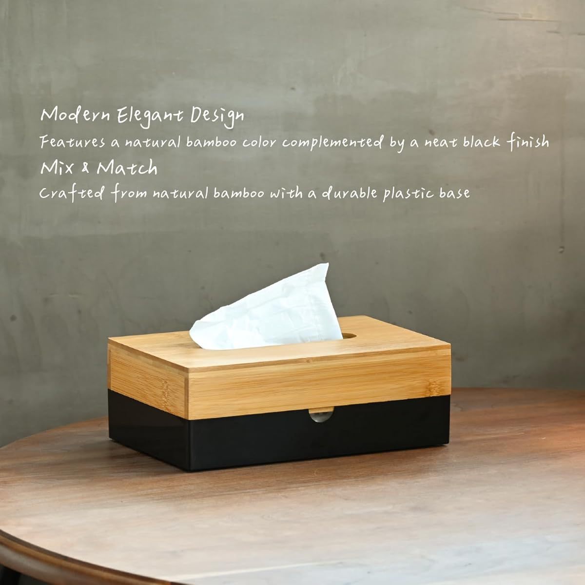 Bamboo Tissue Box Cover - Modern Minimalist Bathroom, Living Room, Office Decor - Space-Saving Rectangular Tissue Holder - Compatible with Standard Tissues - Elegant Home Decoration Organizer, Bathroom Decor And Accessories, Natural Texture Finish,