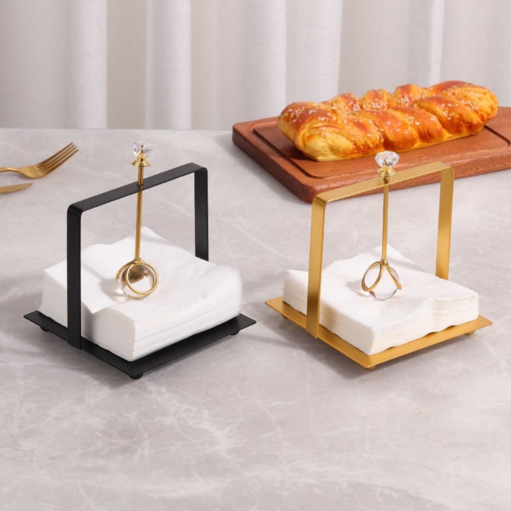 Black Crystal Ball Tissue Holder Creative Square Base Wrought Iron Napkin Holders Rack Decorative Napkin Dispenser Tabletop, Napkin Box Holder, Kitchen Counter Decor, Dining Table Decor, Decorative Holder, Elegant Design, Durable Construction, Handcrafted