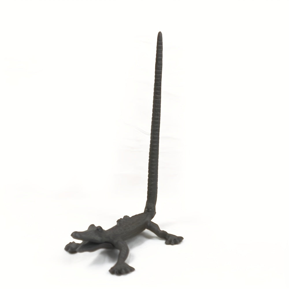 [Crocodile Tissue Holder] 1pc Cast Iron Crocodile Ornament - Tissue Holder, Hemp Rope Rack