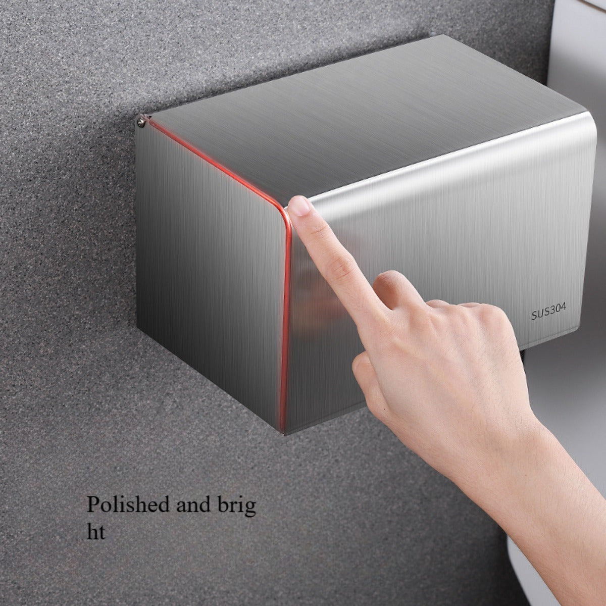Stainless Steel Tissue Box Holder, Square No-Punching Bathroom Tissue Holder, 304 Stainless Steel Creative Toilet Paper Box, Wall-Mounted Organizer