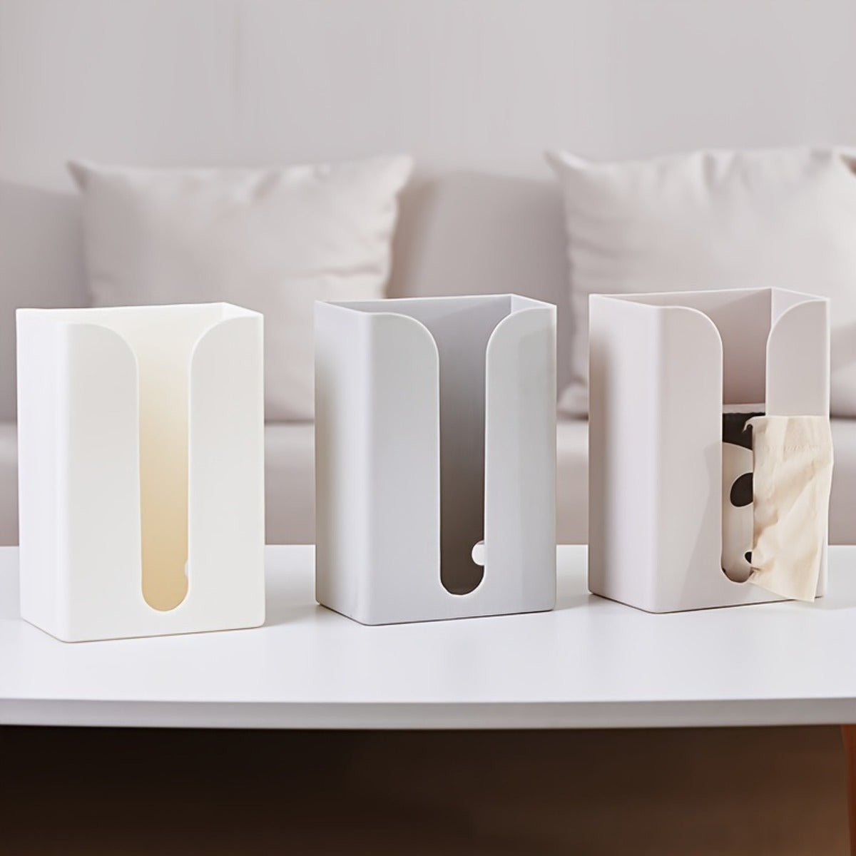 1-Pack Durable Plastic Square Tissue Box Holder - Space-Saving Organizer with Multiple Compartments for Kitchen, Bathroom, Bedroom, Office - White, Bathroom Organizers And Storage, Versatile Storage Solution, Minimalist Design, Sturdy Construction,