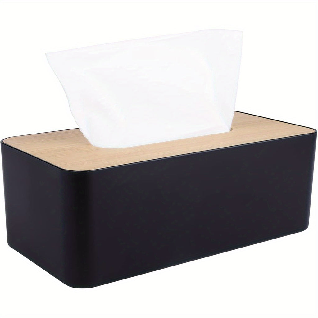 Modern Tissue Box Cover with Bamboo-Like Plastic Design - Square Tissue Holder for Bathroom & Home/Office, Decorative Dust-Resistant Tissue Dispenser with Easy-Access Top Slot, Compact Space-Saving Design (3.82x1.97x1.42inch) - Durable Plastic