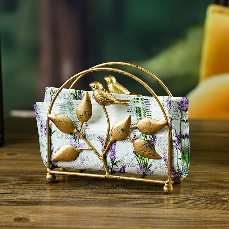 Golden Elegant Leaf-Shaped Tissue Holder - Tabletop or Bathroom Decor, No Tools Needed Installation, for Home, Hotel, Restaurant, Dining Table, or Vanity - Luxury Napkin Dispenser, Restaurant Supplies, Decorative Accents, Durable Construction, Decorative