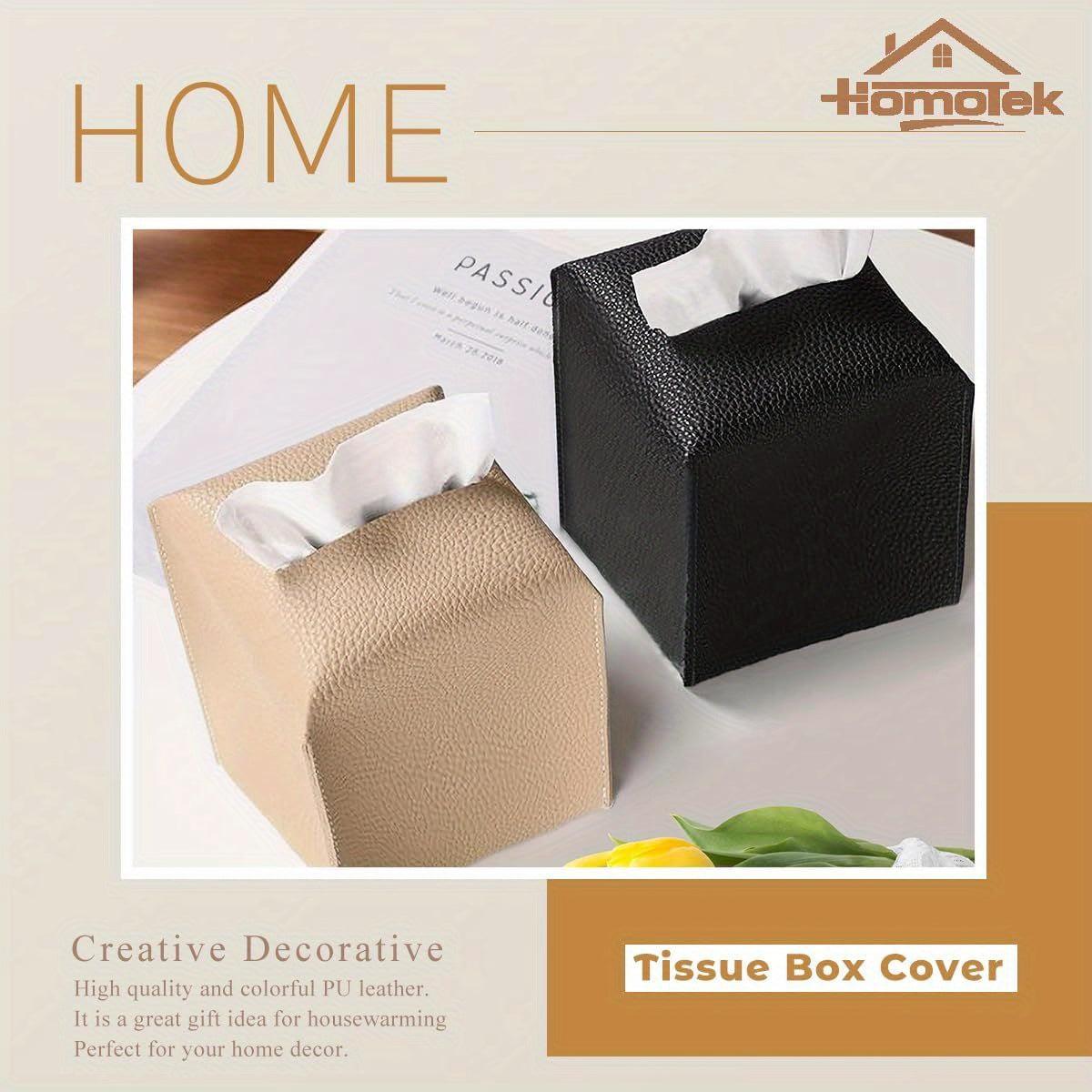 2-Pack Tissue Box Cover with Dispenser - Beige Pebble Grain, Elegant Bathroom, Living Room, Office, Car Organizer - Compatible with Standard Tissues, Space-Saving Cube Design, Home Decor Accessory, Modern Home Decor, Highquality Finish, Decorative Holder,