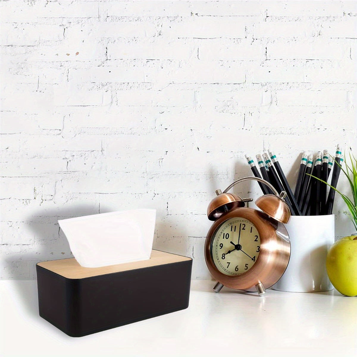 Modern Tissue Box Cover with Bamboo-Like Plastic Design - Square Tissue Holder for Bathroom & Home/Office, Decorative Dust-Resistant Tissue Dispenser with Easy-Access Top Slot, Compact Space-Saving Design (3.82x1.97x1.42inch) - Durable Plastic