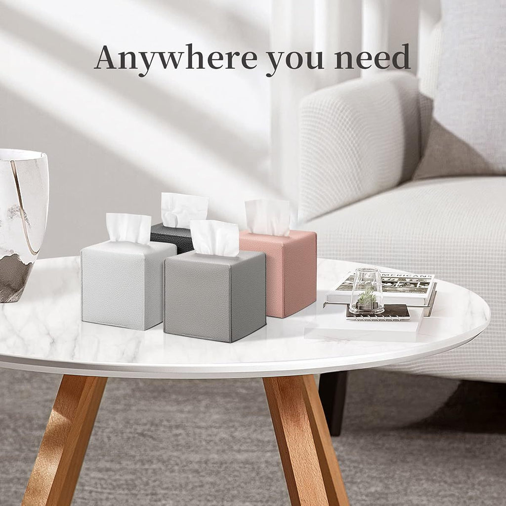 Modern Square Tissue Box Cover - Durable Plastic Holder with Bottom Belt, 5"x5"x5" Grey Organizer for Bathroom, Bedroom, Hotel & Office Desk - Sleek Minimalist Design, Space-Saving Storage Solution, Bathroom Organizers And Storage, Bedroom Accessory,