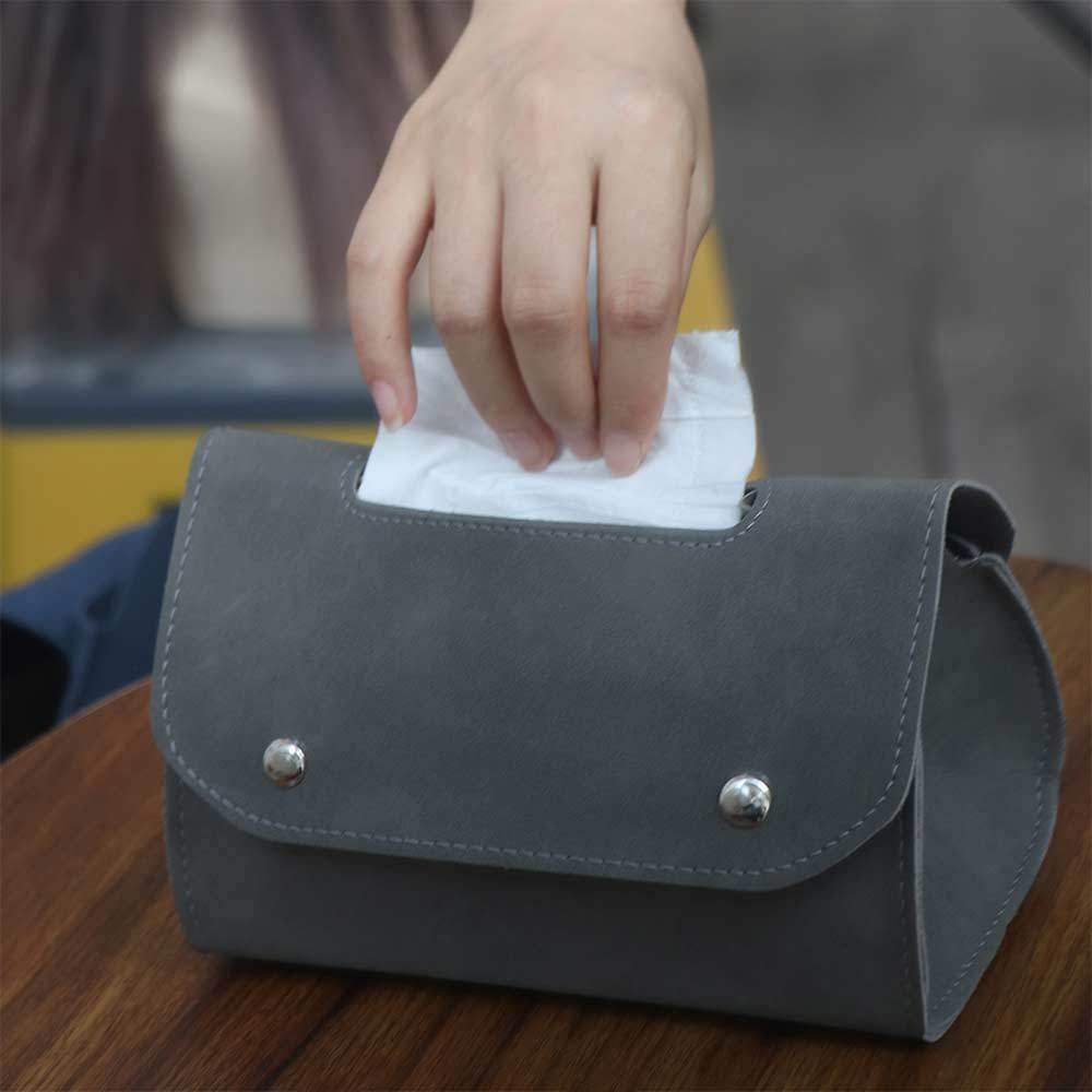 1pc Retro Leather Tissue Box Holder - Rectangular Tabletop Storage Organizer with Decorative Lid, Solid Color Minimalist Design for Living Room, Bedroom, Bathroom - Durable & Stylish Napkin Dispenser (Compatible with Standard Tissues)