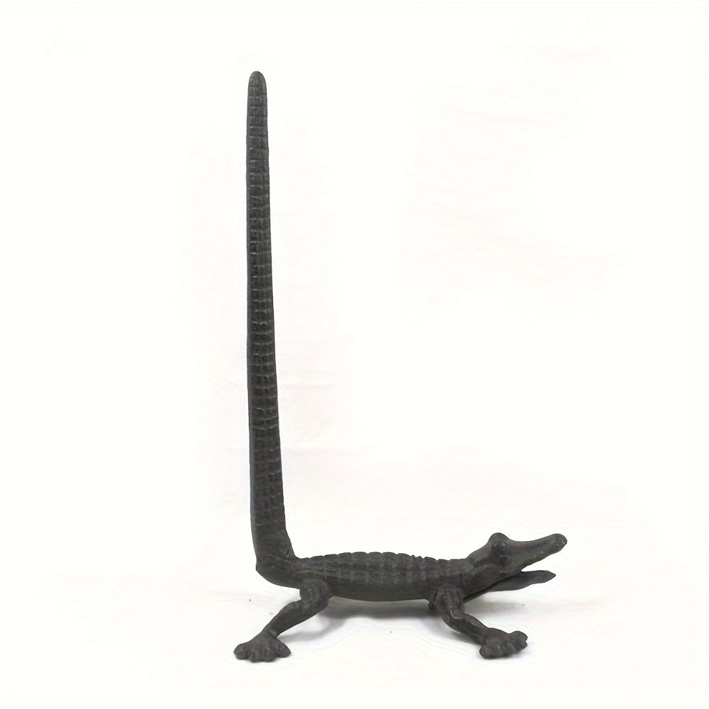 [Crocodile Tissue Holder] 1pc Cast Iron Crocodile Ornament - Tissue Holder, Hemp Rope Rack