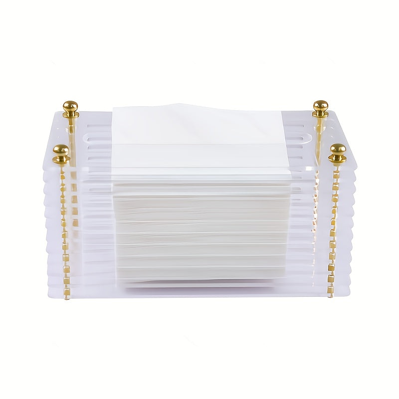 Clear Acrylic Tissue Box Dispenser - Square Rectangular Design with Polished Finish, Durable Plastic Napkin Holder for Bathroom, Kitchen & Car - Holds Multiple Tissues, Space-Saving Countertop Organizer for Dryer Sheets & Facial Tissues, Bathroom