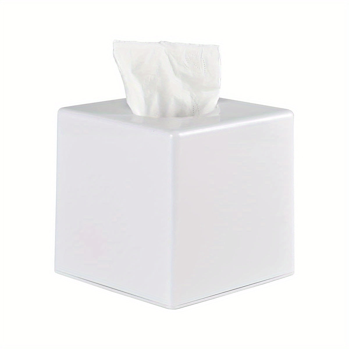 Modern Square Tissue Box Cover - Durable Plastic Bathroom & Home Decor Organizer for Vanity, Countertop, Dresser, Nightstand, Office - White, Bathroom Organizers And Storage, Minimalist Design, Smooth Finish, Quality Materials