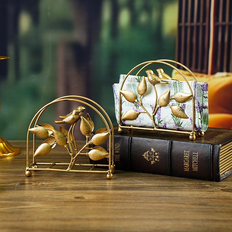 Golden Elegant Leaf-Shaped Tissue Holder - Tabletop or Bathroom Decor, No Tools Needed Installation, for Home, Hotel, Restaurant, Dining Table, or Vanity - Luxury Napkin Dispenser, Restaurant Supplies, Decorative Accents, Durable Construction, Decorative