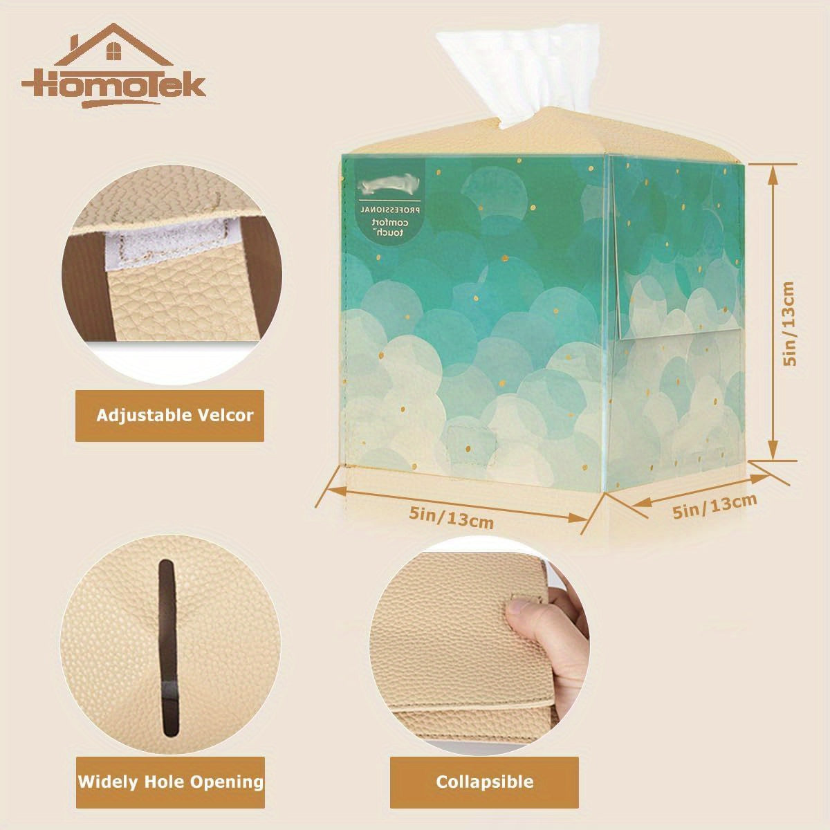 2-Pack Tissue Box Cover with Dispenser - Beige Pebble Grain, Elegant Bathroom, Living Room, Office, Car Organizer - Compatible with Standard Tissues, Space-Saving Cube Design, Home Decor Accessory, Modern Home Decor, Highquality Finish, Decorative Holder,