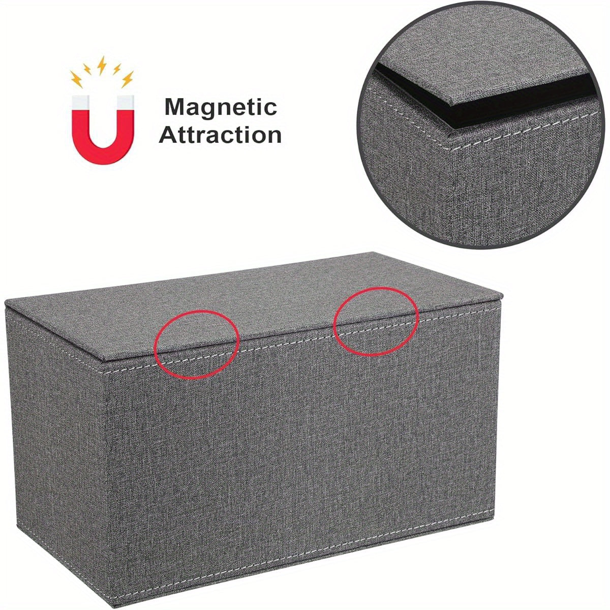Tissue Box Cover Rectangular Tissue Box Holder Linen Tissue Box with Magnetic Bottom Decorative Grey Tissue Box for Bathroom Toilet Living Room Table Desk Office Car, Large