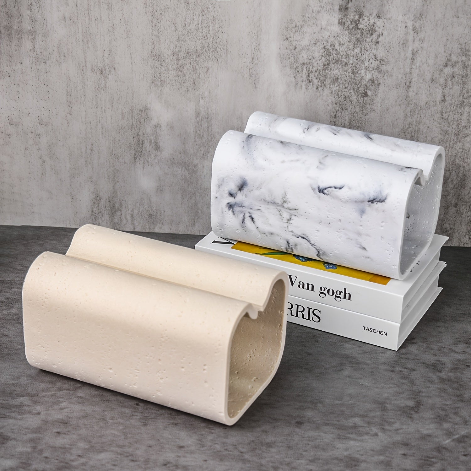 Modern Rectangular Tissue Box Cover - High-Quality Resin with Natural Unfinished Texture, Marble-Look Tissue Holder for Bathroom Vanity, Bedroom Dresser, Home & Office Decor, Countertop Organizer, Contemporary Design, Premium Finish, Decorative Organizer,