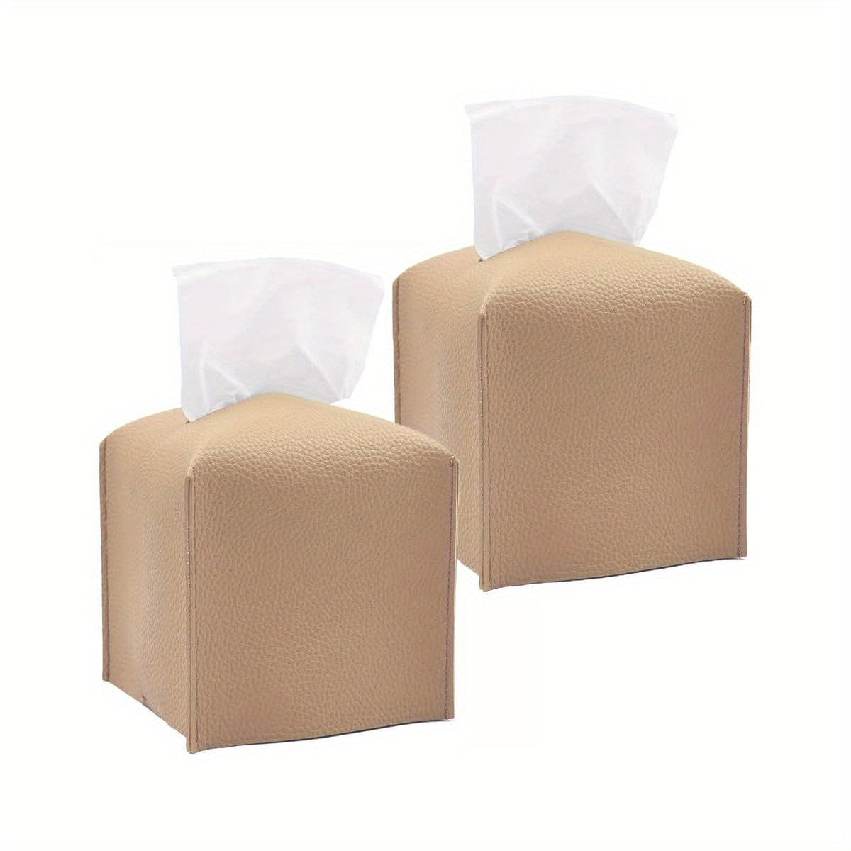 2-Pack Tissue Box Cover with Dispenser - Beige Pebble Grain, Elegant Bathroom, Living Room, Office, Car Organizer - Compatible with Standard Tissues, Space-Saving Cube Design, Home Decor Accessory, Modern Home Decor, Highquality Finish, Decorative Holder,