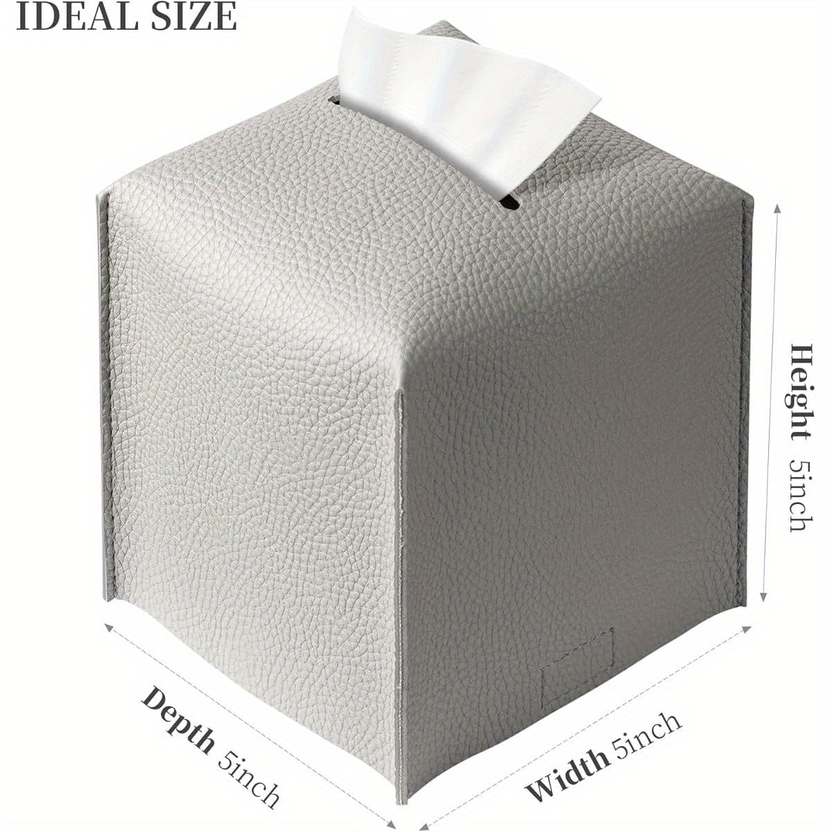 Modern Square Tissue Box Cover - Durable Plastic Holder with Bottom Belt, 5"x5"x5" Grey Organizer for Bathroom, Bedroom, Hotel & Office Desk - Sleek Minimalist Design, Space-Saving Storage Solution, Bathroom Organizers And Storage, Bedroom Accessory,