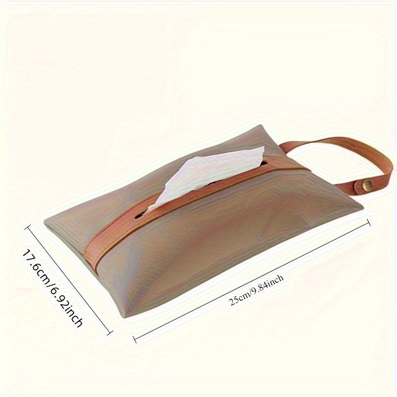 1pc Square Tissue Box Cover with Hanging Strap - Elegant Beige/White/ Brown/, Space-Saving Organizer for Bathroom, Kitchen, Office, Car - Compatible with Standard Tissues - Modern Home Decor Storage Solution, Bathroom Organizers And Storage, Kitchen