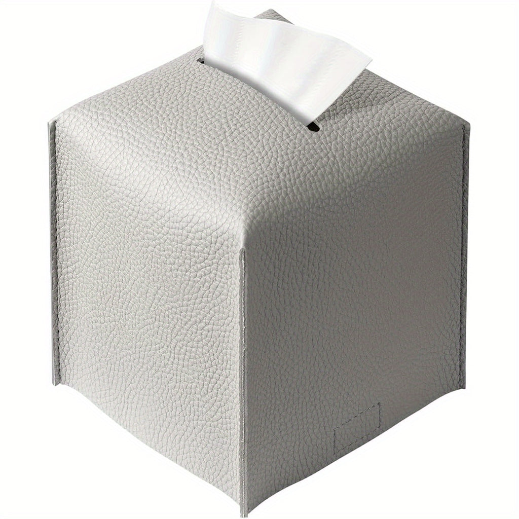 Modern Square Tissue Box Cover - Durable Plastic Holder with Bottom Belt, 5"x5"x5" Grey Organizer for Bathroom, Bedroom, Hotel & Office Desk - Sleek Minimalist Design, Space-Saving Storage Solution, Bathroom Organizers And Storage, Bedroom Accessory,