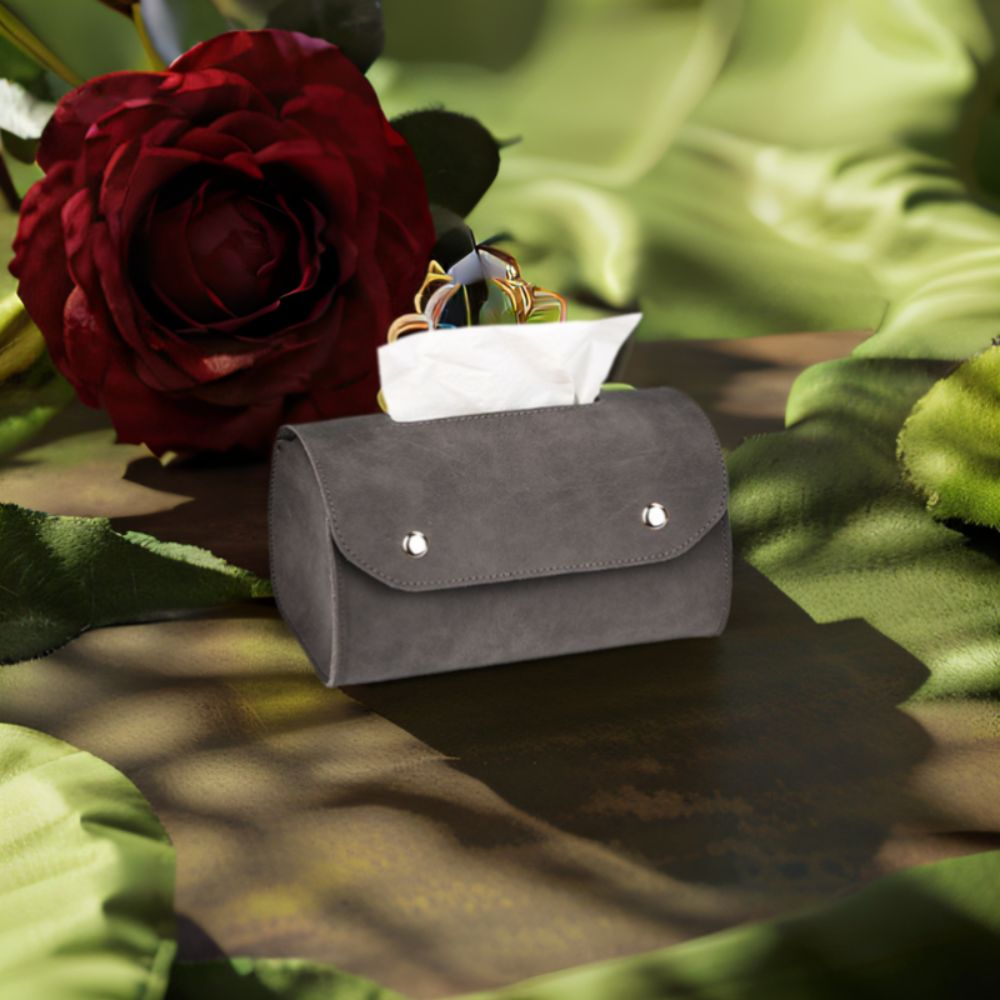 1pc Retro Leather Tissue Box Holder - Rectangular Tabletop Storage Organizer with Decorative Lid, Solid Color Minimalist Design for Living Room, Bedroom, Bathroom - Durable & Stylish Napkin Dispenser (Compatible with Standard Tissues)