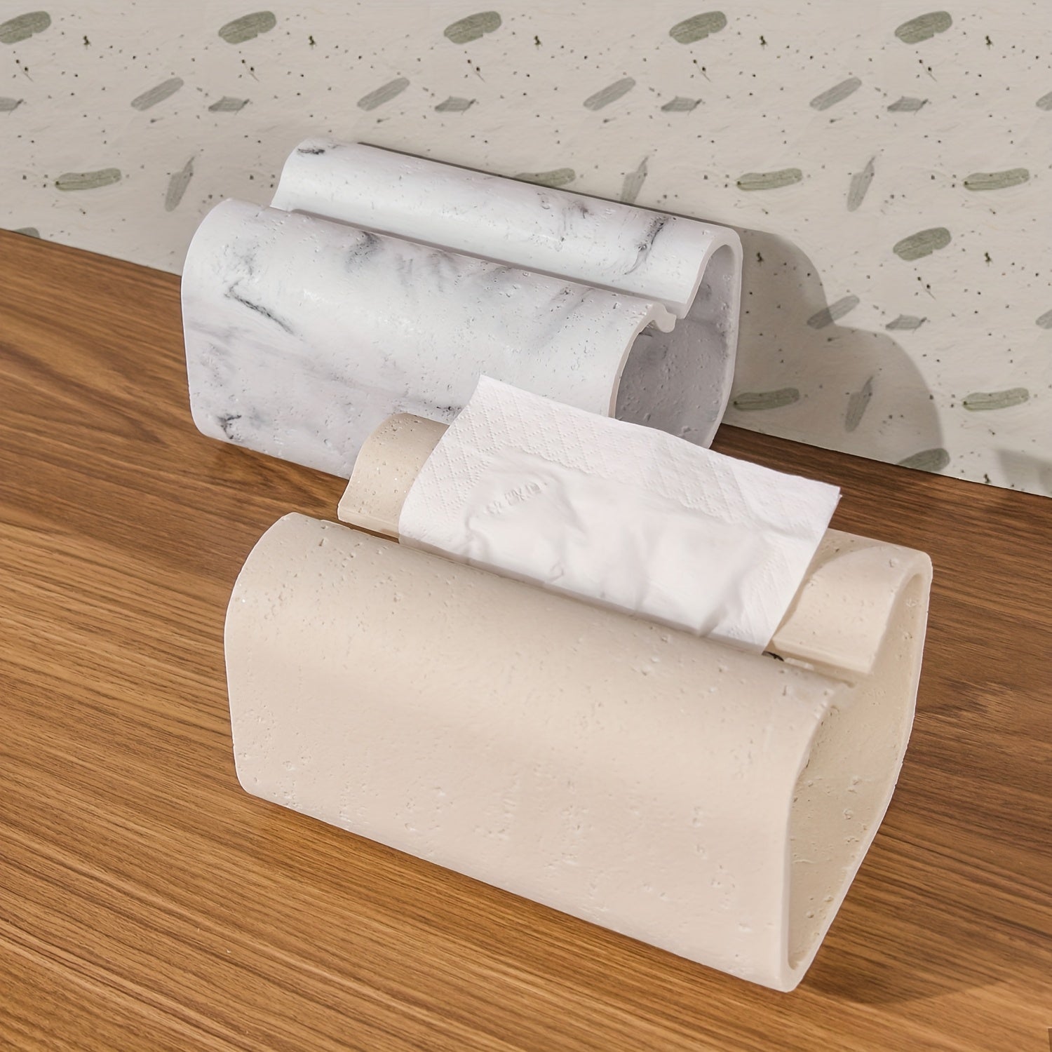 Modern Rectangular Tissue Box Cover - High-Quality Resin with Natural Unfinished Texture, Marble-Look Tissue Holder for Bathroom Vanity, Bedroom Dresser, Home & Office Decor, Countertop Organizer, Contemporary Design, Premium Finish, Decorative Organizer,