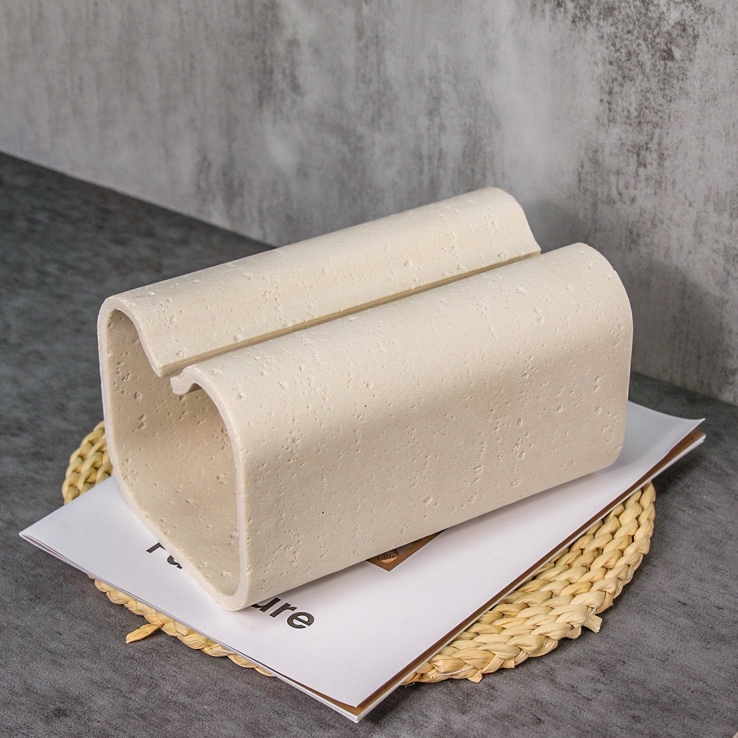 Modern Rectangular Tissue Box Cover - High-Quality Resin with Natural Unfinished Texture, Marble-Look Tissue Holder for Bathroom Vanity, Bedroom Dresser, Home & Office Decor, Countertop Organizer, Contemporary Design, Premium Finish, Decorative Organizer,