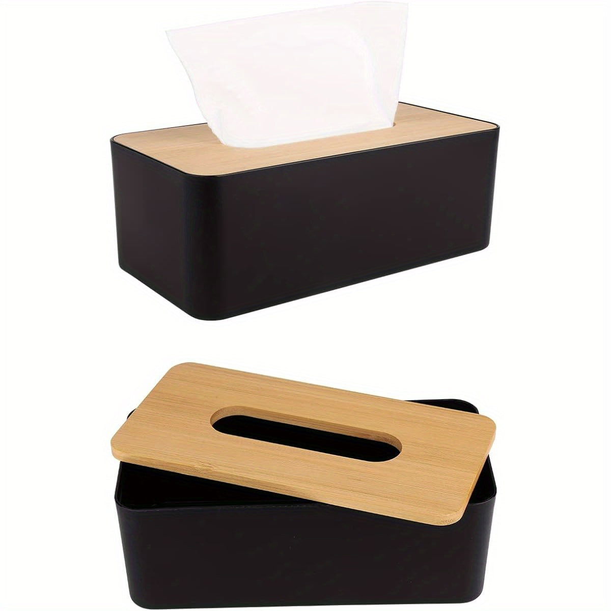 Modern Tissue Box Cover with Bamboo-Like Plastic Design - Square Tissue Holder for Bathroom & Home/Office, Decorative Dust-Resistant Tissue Dispenser with Easy-Access Top Slot, Compact Space-Saving Design (3.82x1.97x1.42inch) - Durable Plastic