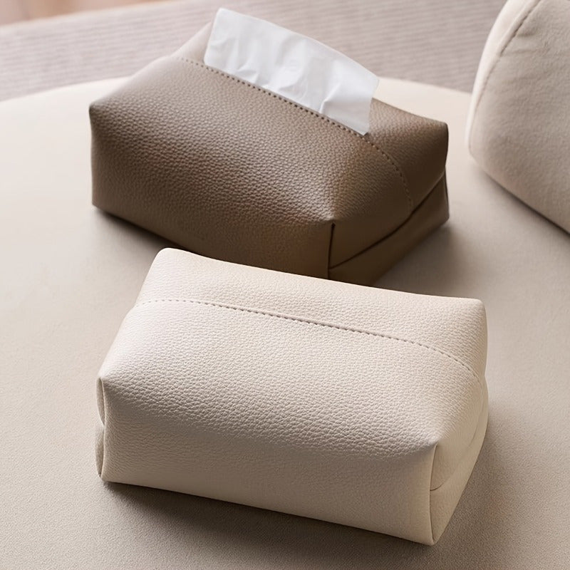 Modern Minimalist Tissue Box - Beige/ Tan/, Durable Napkin Storage Organizer with Open-Access Design for Living Room, Bathroom, Office, Hotel - Home & Commercial Decor in Neutral Colors, Bathroom Accessory, Sleek Aesthetic, Highquality Pouch, Decorative