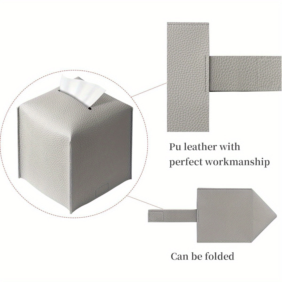 Modern Square Tissue Box Cover - Durable Plastic Holder with Bottom Belt, 5"x5"x5" Grey Organizer for Bathroom, Bedroom, Hotel & Office Desk - Sleek Minimalist Design, Space-Saving Storage Solution, Bathroom Organizers And Storage, Bedroom Accessory,