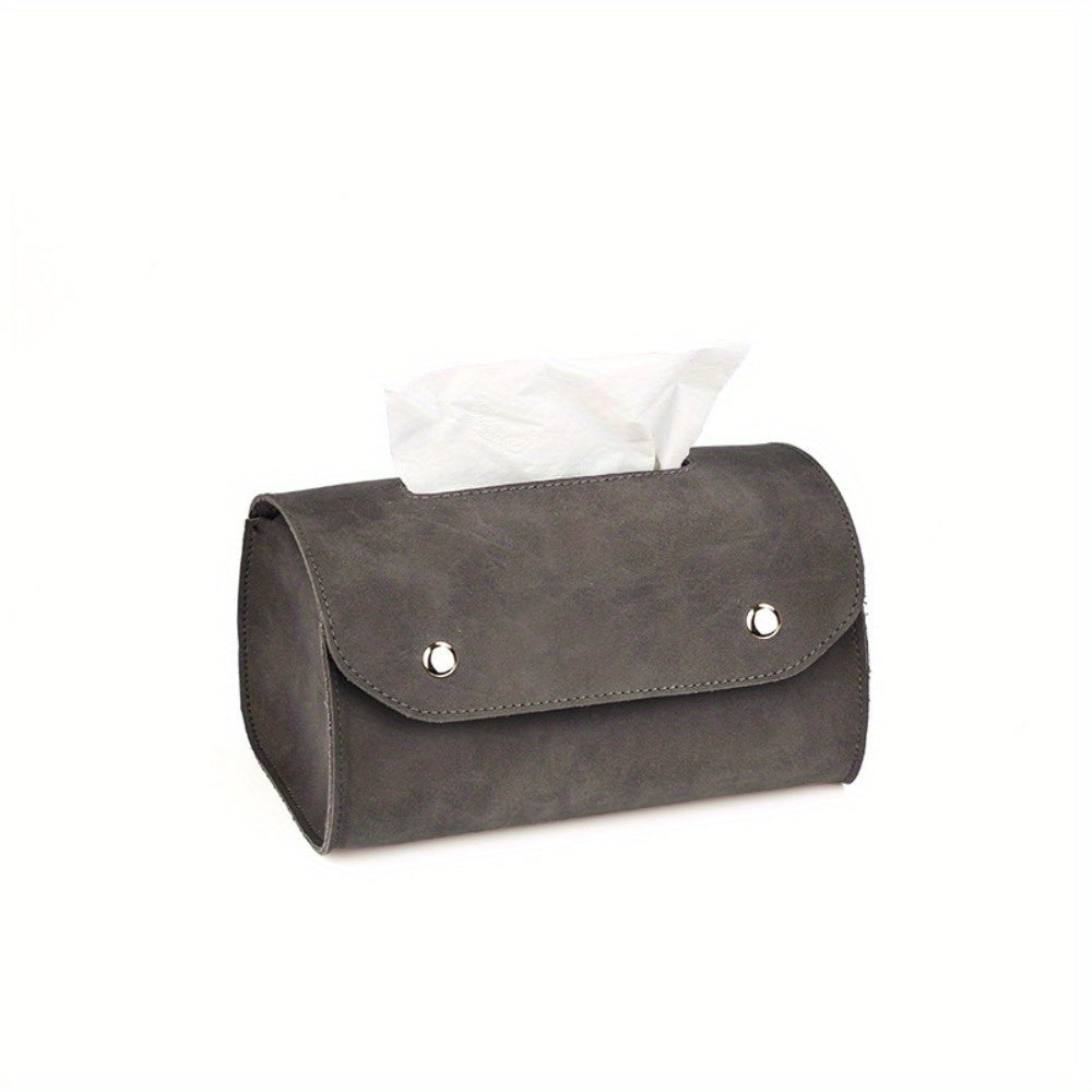1pc Retro Leather Tissue Box Holder - Rectangular Tabletop Storage Organizer with Decorative Lid, Solid Color Minimalist Design for Living Room, Bedroom, Bathroom - Durable & Stylish Napkin Dispenser (Compatible with Standard Tissues)