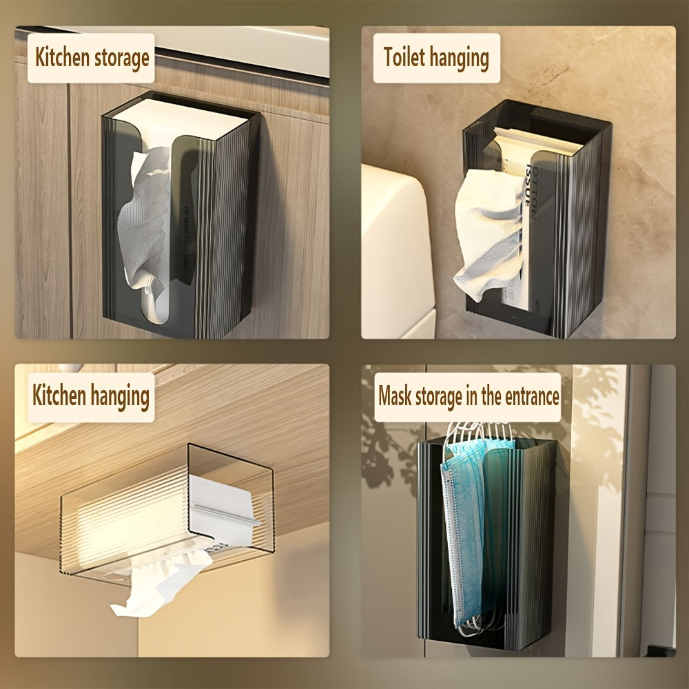 1 Delicate Transparent Tissue Box, Available in Clear Black, U-Shaped Wide Mouth Design, Suitable for Kitchen Towels, Toilet Paper, Multi-Functional Hanging Storage, Perfect Fit for Minimalist Home Furnishing And Pursuers