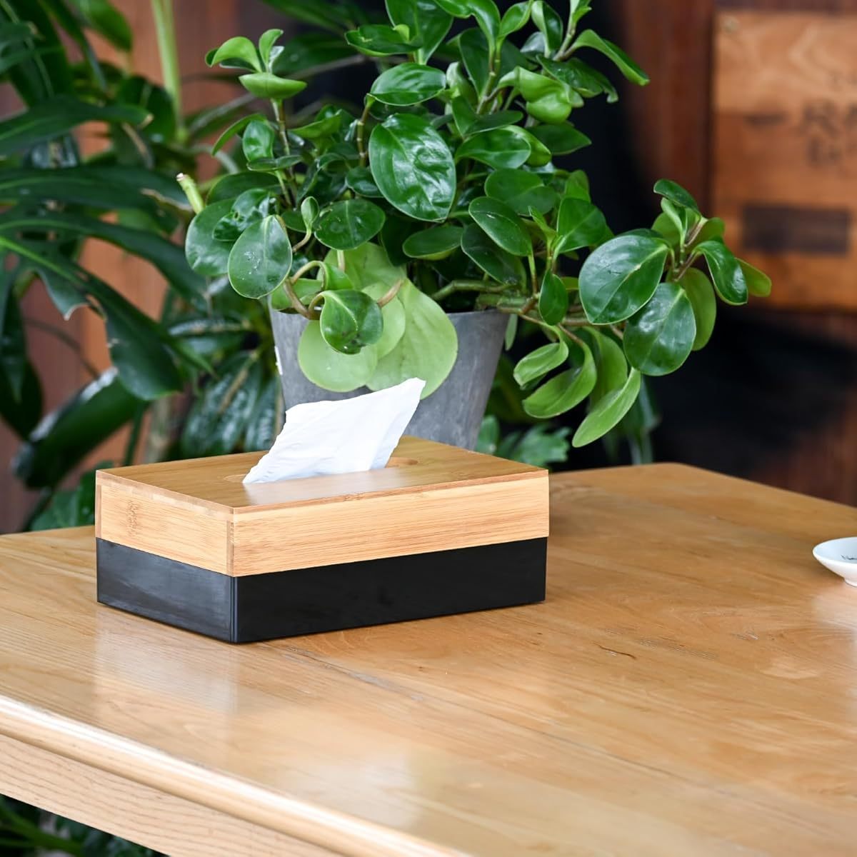 Bamboo Tissue Box Cover - Modern Minimalist Bathroom, Living Room, Office Decor - Space-Saving Rectangular Tissue Holder - Compatible with Standard Tissues - Elegant Home Decoration Organizer, Bathroom Decor And Accessories, Natural Texture Finish,