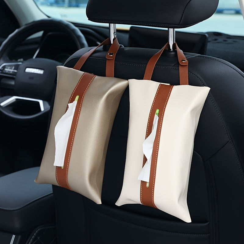 1pc Square Tissue Box Cover with Hanging Strap - Elegant Beige/White/ Brown/, Space-Saving Organizer for Bathroom, Kitchen, Office, Car - Compatible with Standard Tissues - Modern Home Decor Storage Solution, Bathroom Organizers And Storage, Kitchen