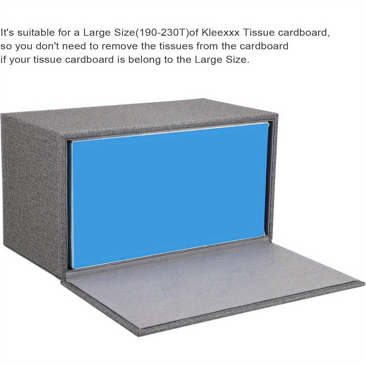 Tissue Box Cover Rectangular Tissue Box Holder Linen Tissue Box with Magnetic Bottom Decorative Grey Tissue Box for Bathroom Toilet Living Room Table Desk Office Car, Large