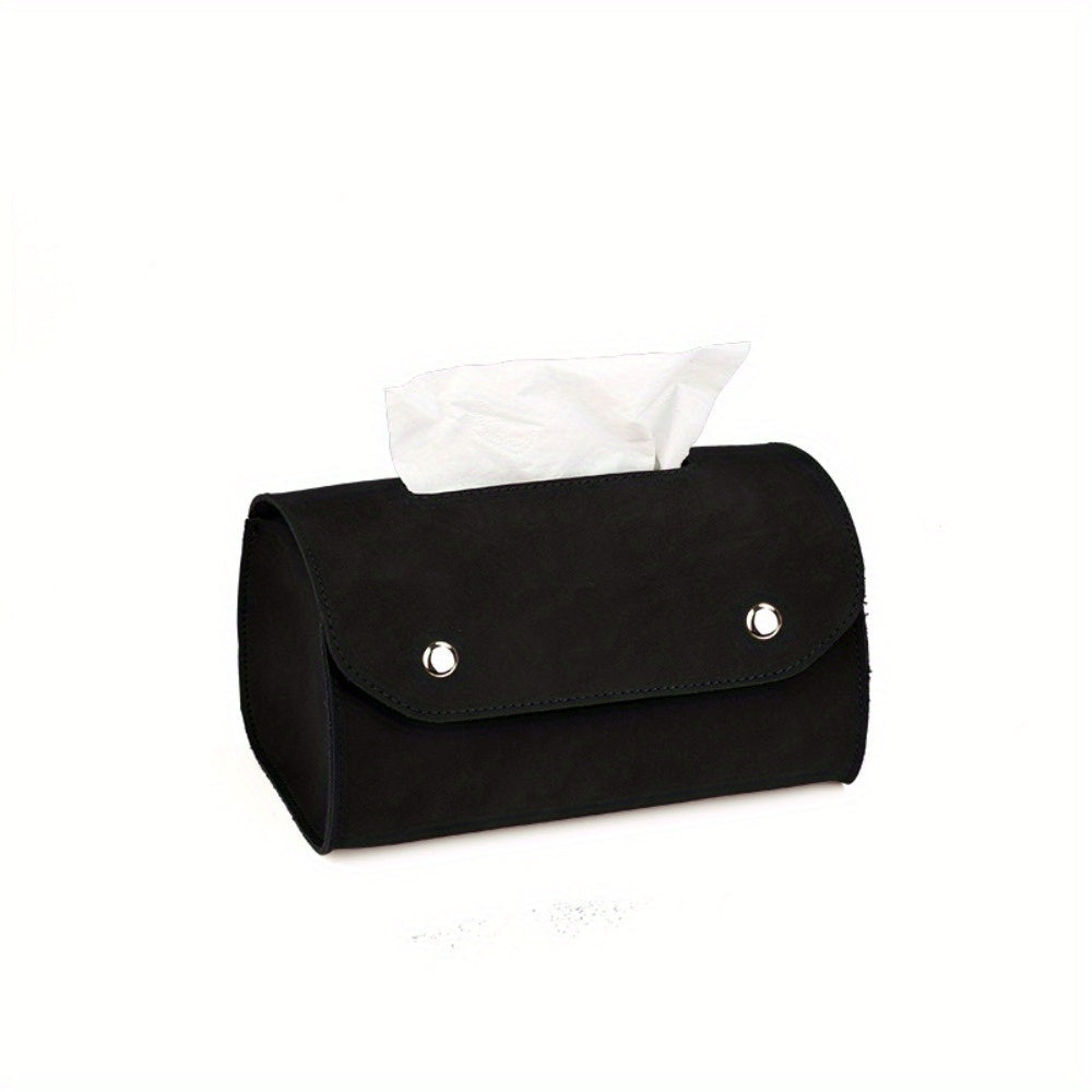 1pc Retro Leather Tissue Box Holder - Rectangular Tabletop Storage Organizer with Decorative Lid, Solid Color Minimalist Design for Living Room, Bedroom, Bathroom - Durable & Stylish Napkin Dispenser (Compatible with Standard Tissues)